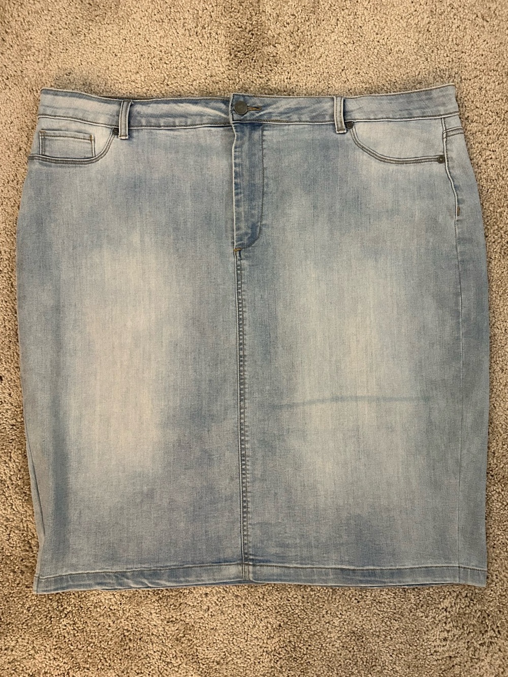 Light Blue Denim Pencil Skirt - Women's Classic Stretch Pencil